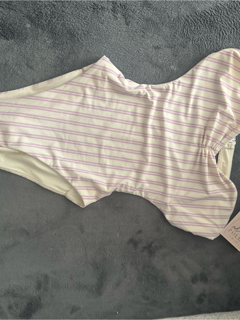 Oh Polly Lilac and White Striped One-Piece Swimsuit